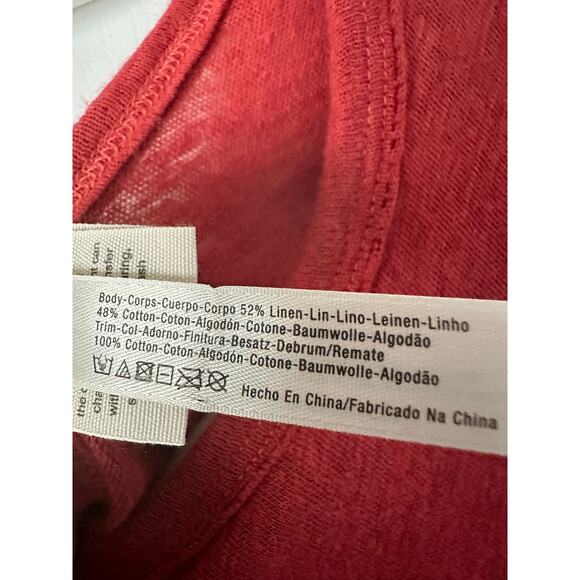 Free People All The Time Linen Blend Bodysuit Red Orange size Small - Picture 6 of 11